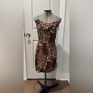 Brown Leopard Print Spaghetti Strap Sundress